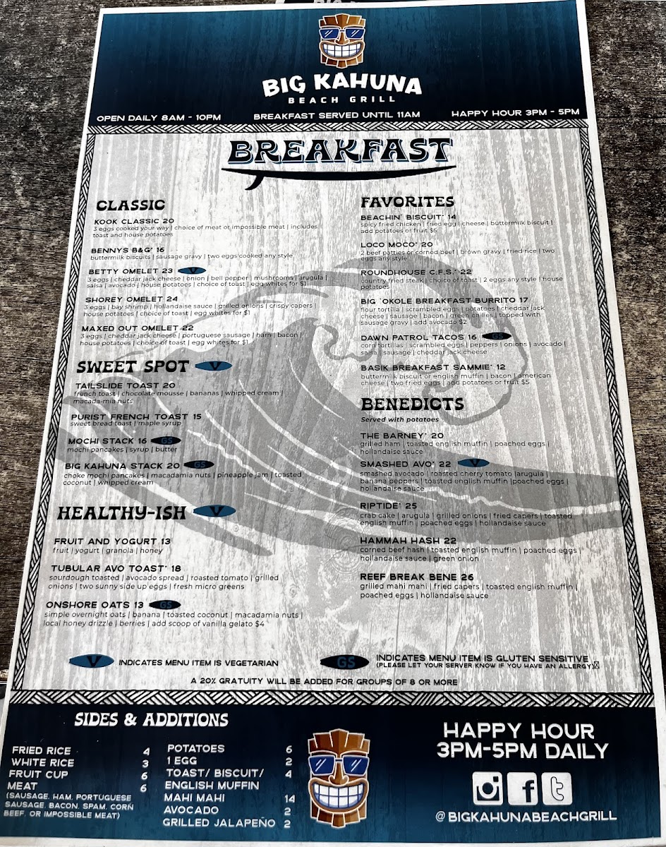 Big Kahuna Beach Grill Menu - Image 1